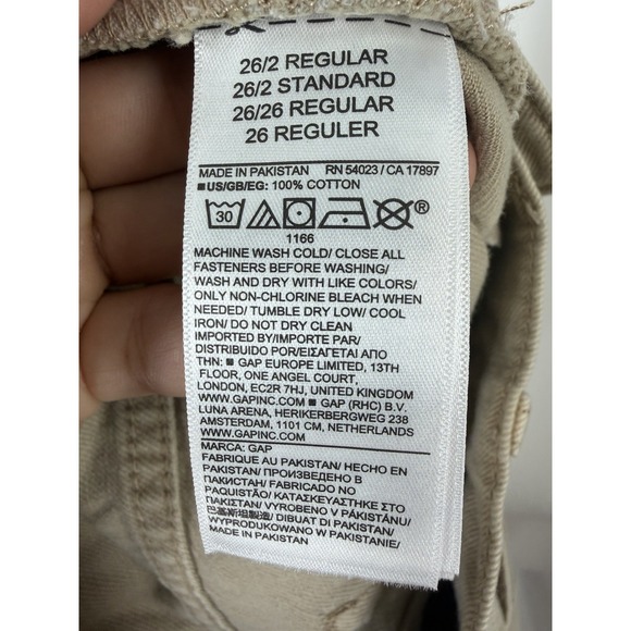 GAP Jeans Women Size 26 2R Khaki Tan Barrel High Rise 100% Cotton Pants - Picture 5 of 7